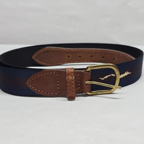 Thomas Bates Regatta Style Fabric Leather Tab 36" Belt Made in USA - Picture 1 of 9